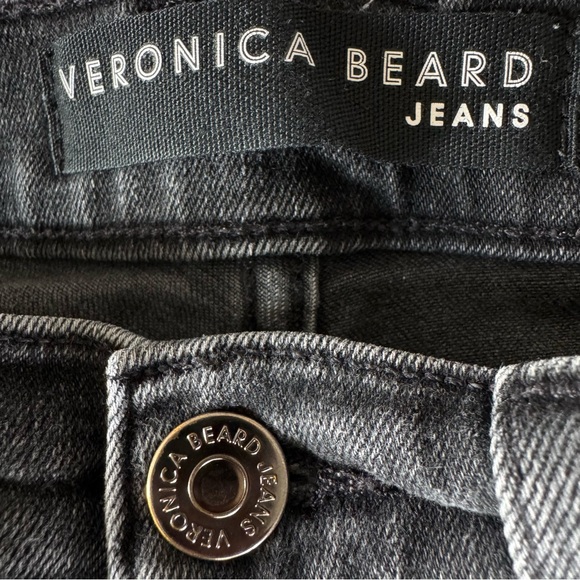 Veronica Beard Ryleigh Black Slim Straight High Rise Jeans Raw Hem Size 27 - Picture 7 of 13